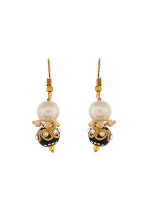 Sasha handmade pearl necklace and matching earrings set with white and black pearls 5