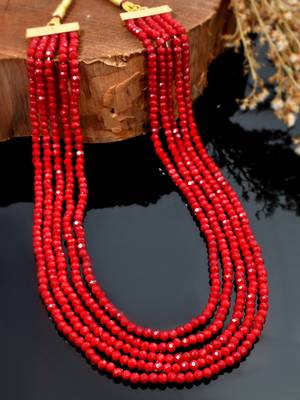 Sasha five layered necklace with red color stone beads string for women girls 2