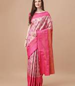 Pink Kanjeevaram Silk blend Zari Work Saree