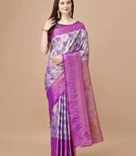 Purple Kanjeevaram Silk blend Zari Work Saree
