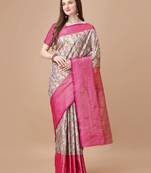 Magenta Kanjeevaram Silk blend Zari Work Saree