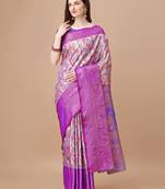 Purple Kanjeevaram Silk blend Zari Work Saree