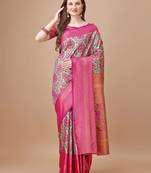 Magenta Kanjeevaram Silk blend Zari Work Saree