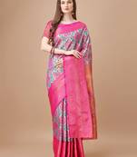 Pink Kanjeevaram Silk blend Zari Work Saree