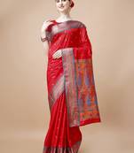 Red Ethnic Motifs Zari Silk Blend Paithani Saree