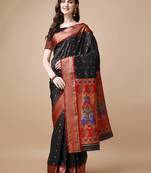 Black Ethnic Motifs Zari Silk Blend Paithani Saree