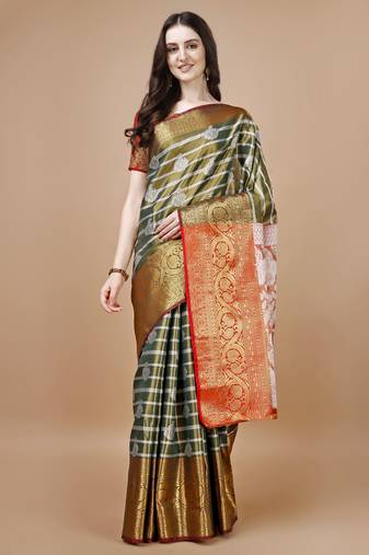 Green Woven Kanjeevaram Zari Work Saree