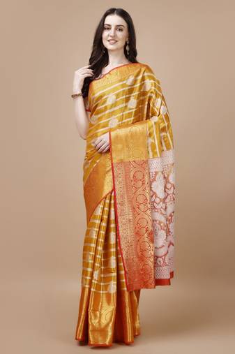 Gold Woven Kanjeevaram Zari Work Saree