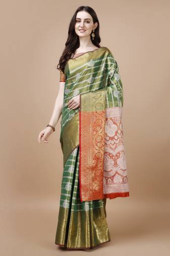 Green Woven Kanjeevaram Zari Work Saree