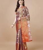 Magenta Woven Kanjeevaram Zari Work Saree