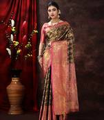 Black Woven Kanjeevaram Silk blend Zari Work Saree
