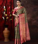 Black Woven Kanjeevaram Silk blend Zari Work Saree