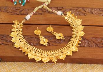 Gold platted temple necklace set 3