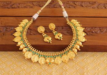 Gold platted temple necklace set 1