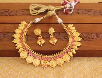 Gold platted temple necklace set 1