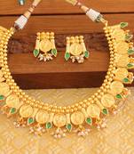 Gold platted temple pearl necklace set
