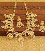 Gold platted temple pearl necklace set
