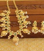 Gold platted temple pearl necklace set