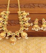 Gold platted temple pearl necklace set