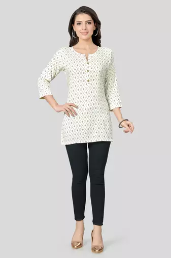  rayon printed short kurti