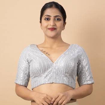 Silver Net Readymade Blouse 1