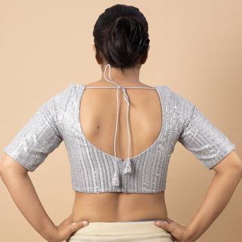 Silver Net Readymade Blouse 2