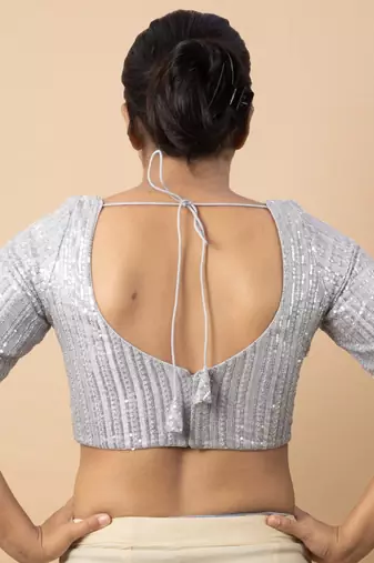 Silver Net Readymade Blouse