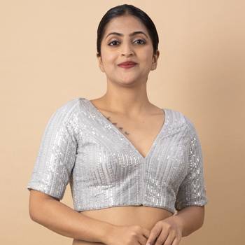 Silver Net Readymade Blouse 5