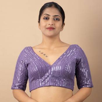 Lavender Sequin Embroidered Readymade Blouse 1