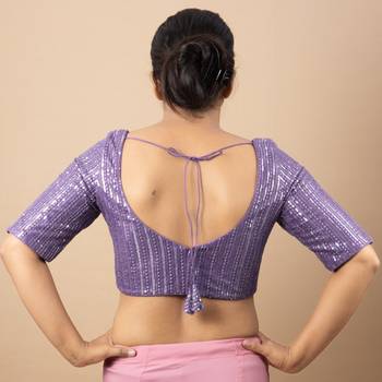 Lavender Sequin Embroidered Readymade Blouse 2