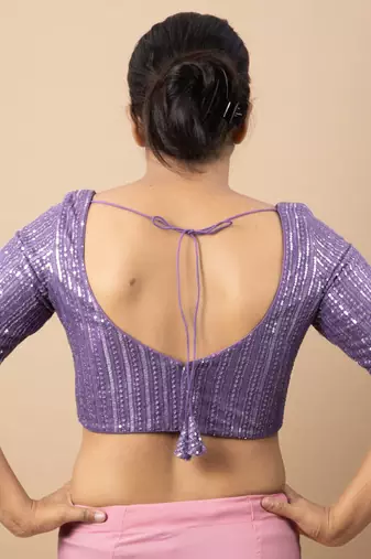 Lavender Sequin Embroidered Readymade Blouse