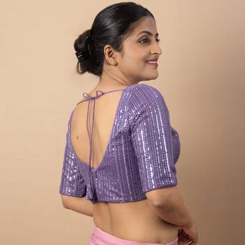 Lavender Sequin Embroidered Readymade Blouse 5