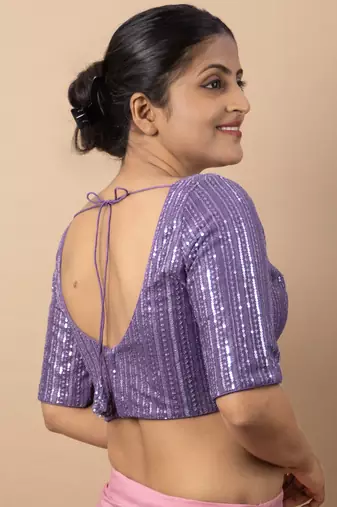 Lavender Sequin Embroidered Readymade Blouse