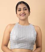 Silver Net Sequin Work Blouse