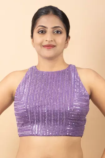 Lavender Net Readymade Blouse