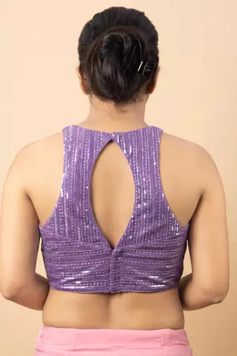 Lavender Net Readymade Blouse