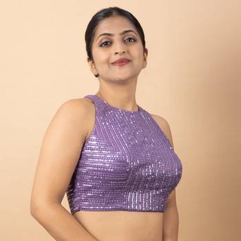 Lavender Net Readymade Blouse 5