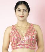 Multicolour Georgette Thread Work Readymade Blouse