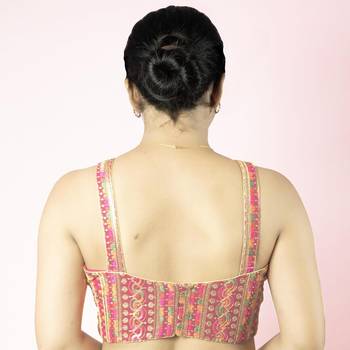 Multicolour Georgette Thread Work Readymade Blouse 3