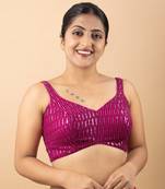 RANI PINK EMBROIDED GEORGETTE SWEET HEART NECK BLOUSE