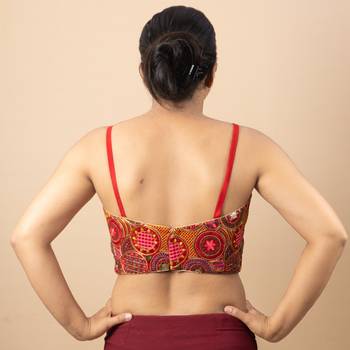 RED EMBROIDED GEORGETTE SWEET HEART NECK BLOUSE 4