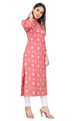 Cayorii Women's Peach Cotton Blend Kurti 2