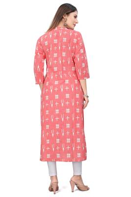 Cayorii Women's Peach Cotton Blend Kurti 4