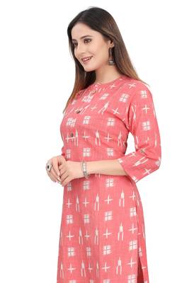 Cayorii Women's Peach Cotton Blend Kurti 6