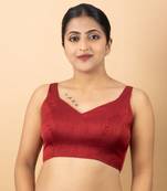 MAROON PLAIN SILK SILK SWEET HEART NECK BLOUSE