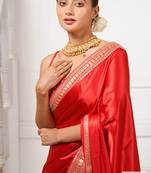 Red Colour Japan Satin Silk Blend Saree