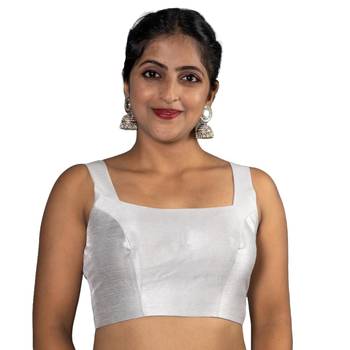 SILVER PLAIN SILK SILK V NECK BLOUSE 1
