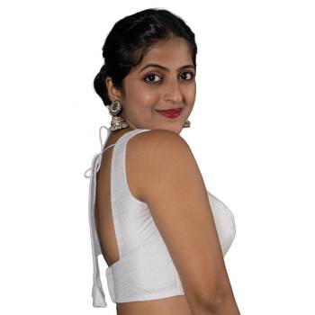 WHITE PLAIN SILK SILK V NECK BLOUSE 5