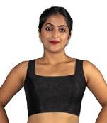 BLACK PLAIN SILK SILK V NECK BLOUSE