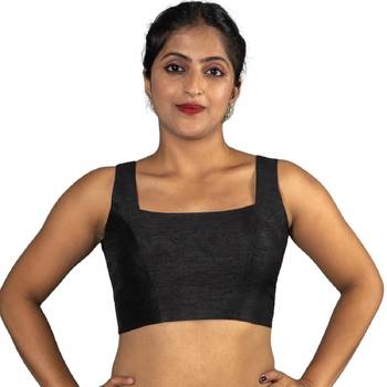 BLACK PLAIN SILK SILK V NECK BLOUSE 3